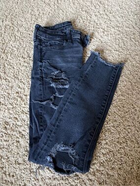 American Eagle Ripped High-Rise Black Skinny Jeans